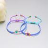 COLORFUL BLING 2Pcs Love Heart Bracelet Adjustable Thread String Protection Long Distance Matching Bracelet for His and Her Couples Friendships Relationship Jewelry-blue purple view 4