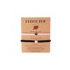 COLORFUL BLING 2Pcs Love Heart Bracelet Adjustable Thread String Protection Long Distance Matching Bracelet for His and Her Couples Friendships Relationship Jewelry-pink black view 1