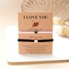 COLORFUL BLING 2Pcs Love Heart Bracelet Adjustable Thread String Protection Long Distance Matching Bracelet for His and Her Couples Friendships Relationship Jewelry-pink black view 4