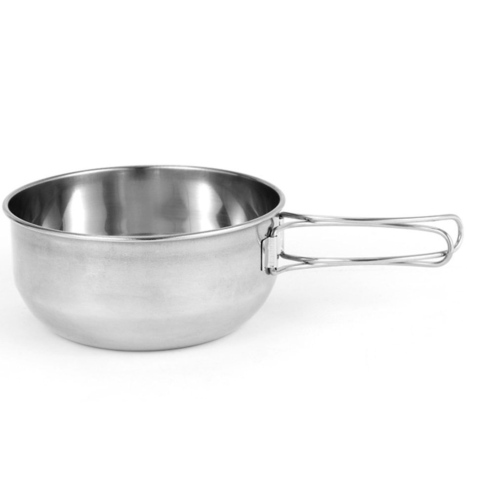 Keenso Camping Bowl with Scale, Foldable Handle, Stainless Steel, Lightweight Cup, Outdoor Use for Camping, Hiking, Picnics (Small 500ml)