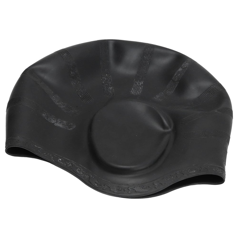 Gavigain Swimming Cap, Silicone Swimming Cap Swimming Cap for Women Men Waterproof Adult Swim Hats Bathing Caps Adult Waterproof Swim Hats Bathing Caps to Keep Hair Dry(Black)