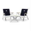 FORMA MARINE Folding Aluminum High Back Navy Blue Boat Chairs Teak Armrests, 3 Piece Bundle Set, 2 M150+Folding Alu.and Melamine Boat Table M350-24''X24''X19.3''-B150NB350 view 1