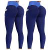 2PCS Leggings for Women Butt Lift Pack Leggings for Women Butt Lift High Waisted Tummy Control No See-Through Yoga Pants Workout Running Leggings Scrunch Butt Seamless Gym Booty Tights Z-Blue view 1
