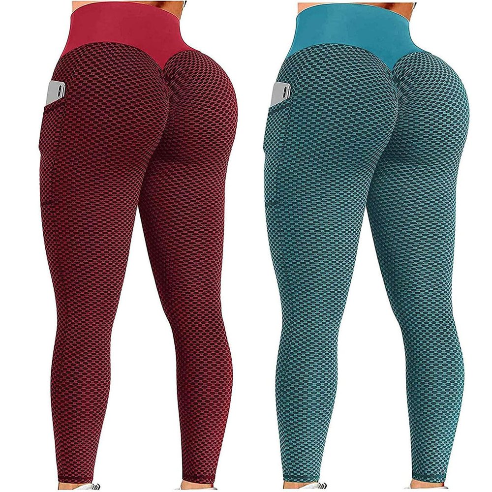 2PCS Womens Leggings Tummy Control Petite Leggings for Women Butt Lift High Waisted Tummy Control No See-Through Yoga Pants Workout Running Gym Scrunch Compression Booty Tights