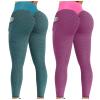 2PCS Gym Leggings for Women High Waist Butt Scrunch Leggings for Women Butt Lift High Waisted Tummy Control No See-Through Yoga Pants Workout Running Leggings Scrunch Butt Seamless Gym Booty Tights view 1