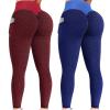 2PCS Yoga Pants Plus Size for Women Tall Women Seamless Leggings High Waist Workout Gym Yoga Pants Tummy Control Scrunch Butt Lifting Booty Compression Tights X-Blue view 1