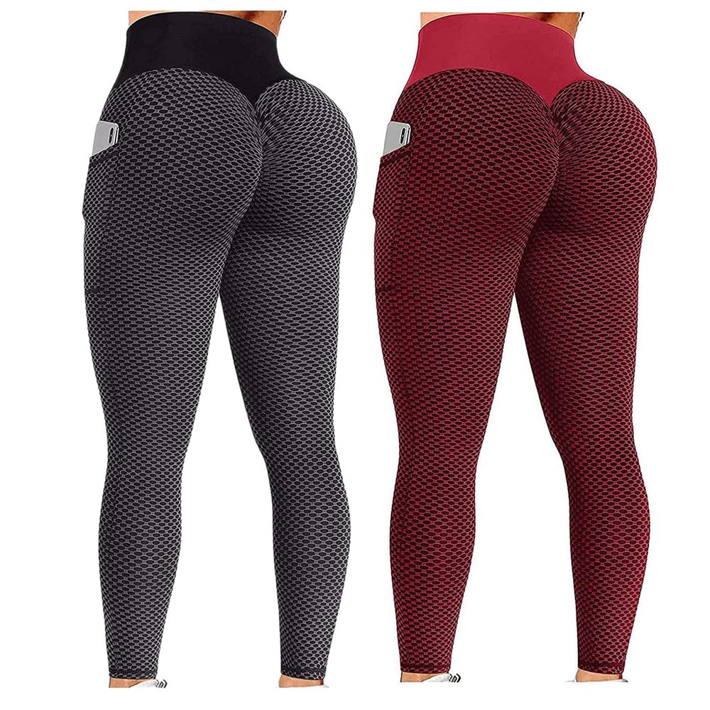2PCS Workout Leggings for Women Plus Size 4X Scrunch Butt Lifting Workout Leggings for Women Seamless High Waisted Tummy Control Yoga Pants Gym Compression Tights