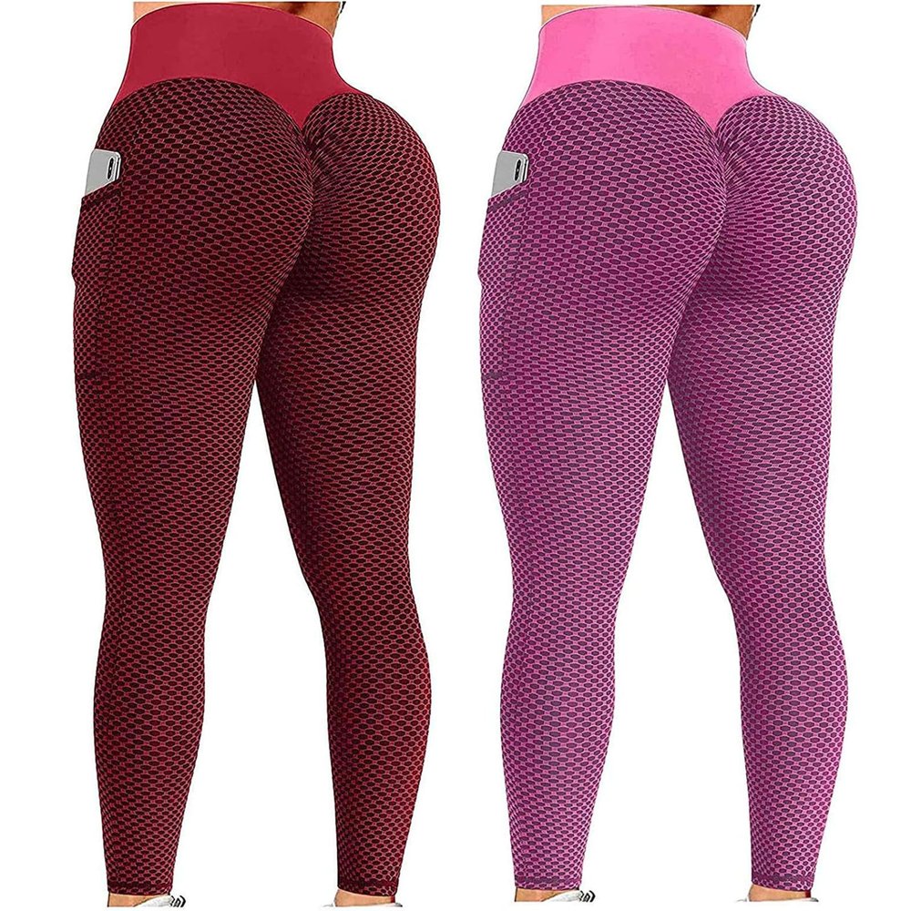 2PCS Womens Leggings Tummy Control Plus Size Women Seamless Leggings High Waist Workout Gym Yoga Pants Tummy Control Scrunch Butt Lifting Booty Compression Tights