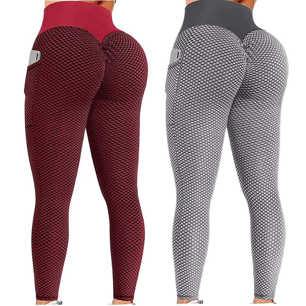 2PCS Leggings for Women High Waist Tummy Control Leggings for Women Butt Lift High Waisted Tummy Control No See-Through Yoga Pants Workout Running Leggings Scrunch Butt Seamless Gym Booty Tights