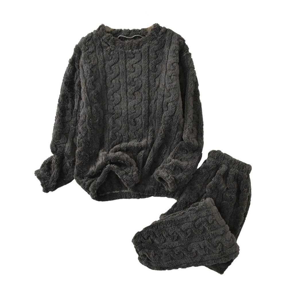 Women's Fuzzy Pajama Sets Soft Warm Jackets Long Pants Fluffy Sleepwear Loungewear Fleece Pj 2 Piece Plush Lounge Sets