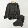 Women's Fuzzy Pajama Sets Soft Warm Jackets Long Pants Fluffy Sleepwear Loungewear Fleece Pj 2 Piece Plush Lounge Sets view 3