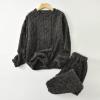 Women's Fuzzy Pajama Sets Soft Warm Jackets Long Pants Fluffy Sleepwear Loungewear Fleece Pj 2 Piece Plush Lounge Sets view 4