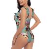 Drtgeds Yorkie Floral Print Women's One Piece Swimsuits High Waisted Bathing Ruffled Flounce Suit view 4