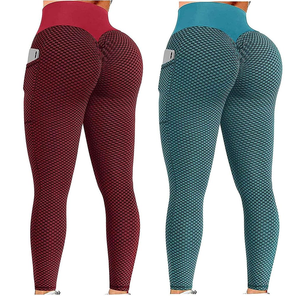 2PCS Yoga Pants Plus Size for Women Petite Women Scrunch Butt Lifting Leggings Seamless High Waisted Workout Yoga Pants Tummy Control Booty Gym Compression Tights