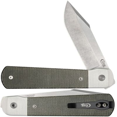 Case XX WR Pocket Knife, LONGHOUSE - SMOOTH OD GREEN CANVAS MICARTA ItemNumber 50911 - (LONGHOUSE CPM20CV) Length Closed: 4 Inches
