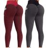 2PCS Butt Lifting Leggings Plus Size Tummy Control Women Seamless Yoga Athletic Pants Workout High Waist Running Tummy Control Sports Scrunch Butt Lifting Booty Leggings X-Black view 1