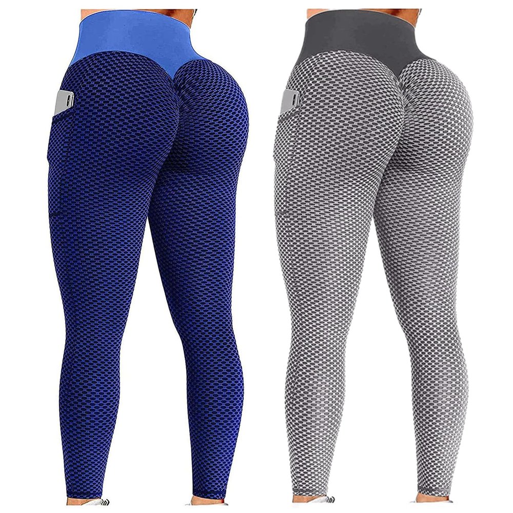 2PCS Butt Lifting Leggings Tummy Control Scrunch Butt Lifting Workout Leggings for Women Seamless High Waisted Tummy Control Yoga Pants Gym Compression Tights Z-Grey