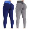 2PCS Butt Lifting Leggings Tummy Control Scrunch Butt Lifting Workout Leggings for Women Seamless High Waisted Tummy Control Yoga Pants Gym Compression Tights Z-Grey view 1