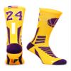 Forever Fanatics Basketball Socks For Men & Boys Crew Socks With Basketball Arm Sleeve - Made in USA (N 24 Yellow Purple, 11-18 Years) view 4