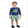 INGEAR Boys' Sun Shirt Rash Guard and Swim Shorts Combo Sun Protective Clothing Set Bathing Suit Set for Boys (US, Numeric, 2, Chomp Gator) view 3