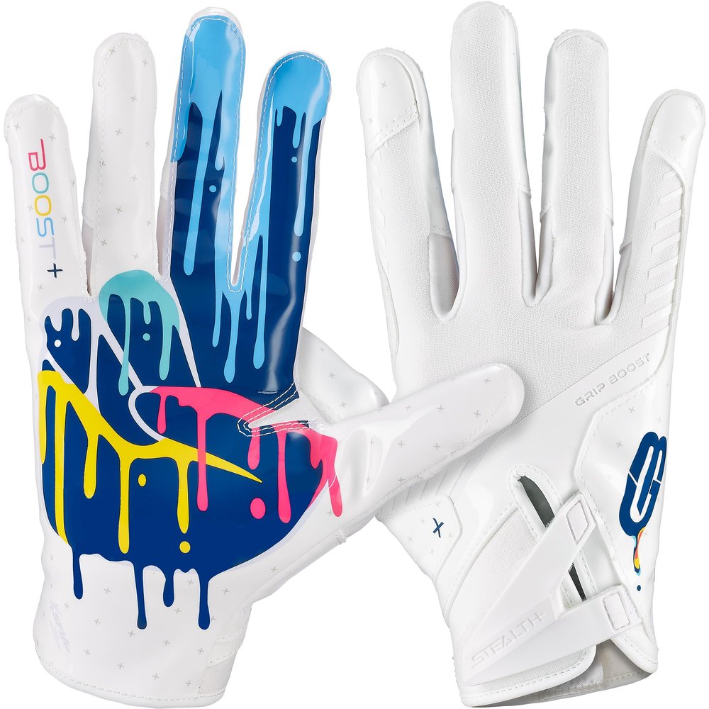 Grip Boost Football Gloves - Peace Stealth 6.0 Boost Plus Sticky Technology - Adult and Youth Football Gloves for Wide Receiver - Men's and Boys Sizes (Crucial, Small)