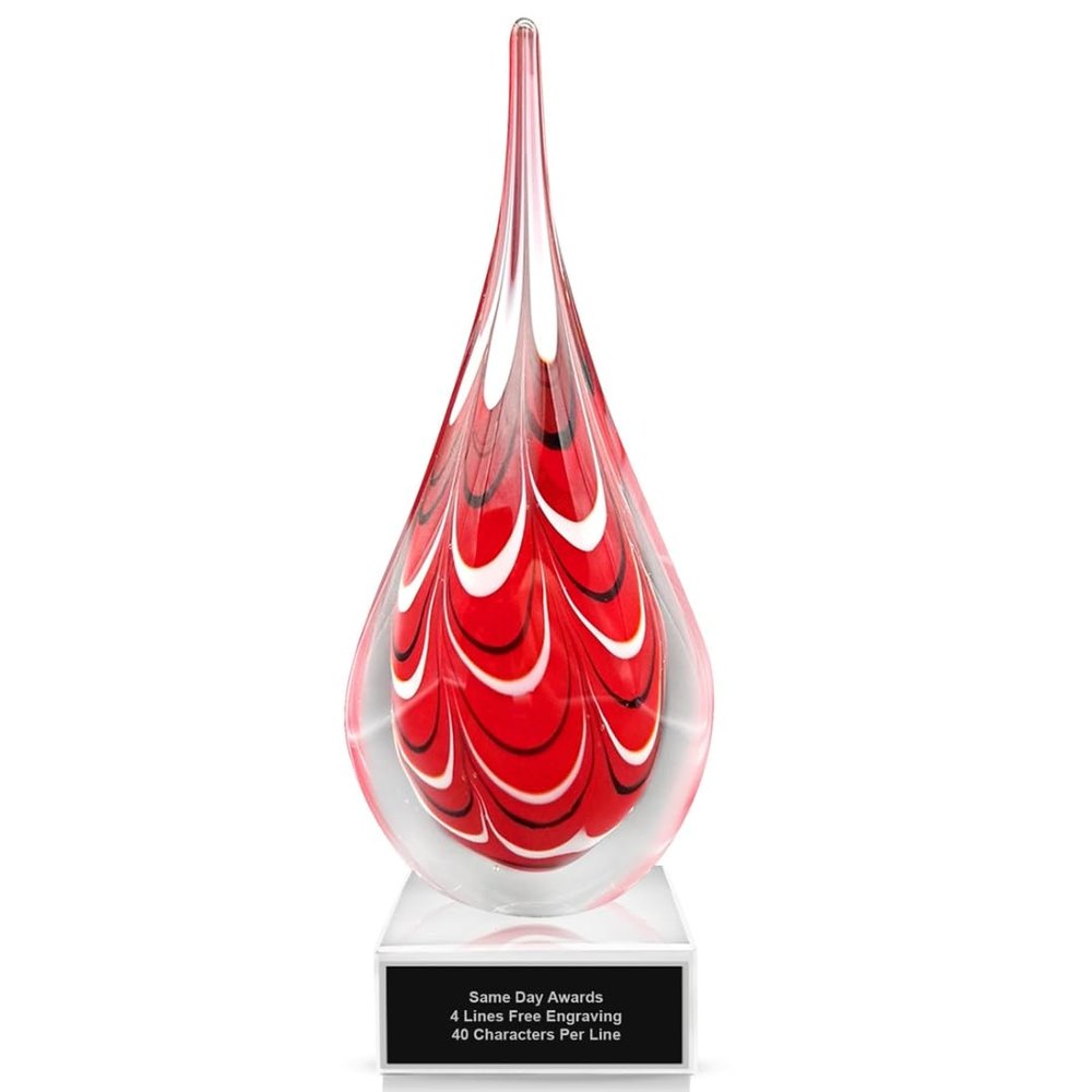 Same Day Awards Sienna Waterfall Art Glass Award - Custom Engraved 10" Trophy for Corporate Retirement Volunteer Recogntion Leadership Business Milestone Employee Gift (Sienna Waterfall)
