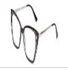Calabria K+K CHARLOTTE Cat-Eye Eyeglass Frame Marble Black Crystal Silver Women Clear Demo Lens No Magnification Eye Glasses view 1