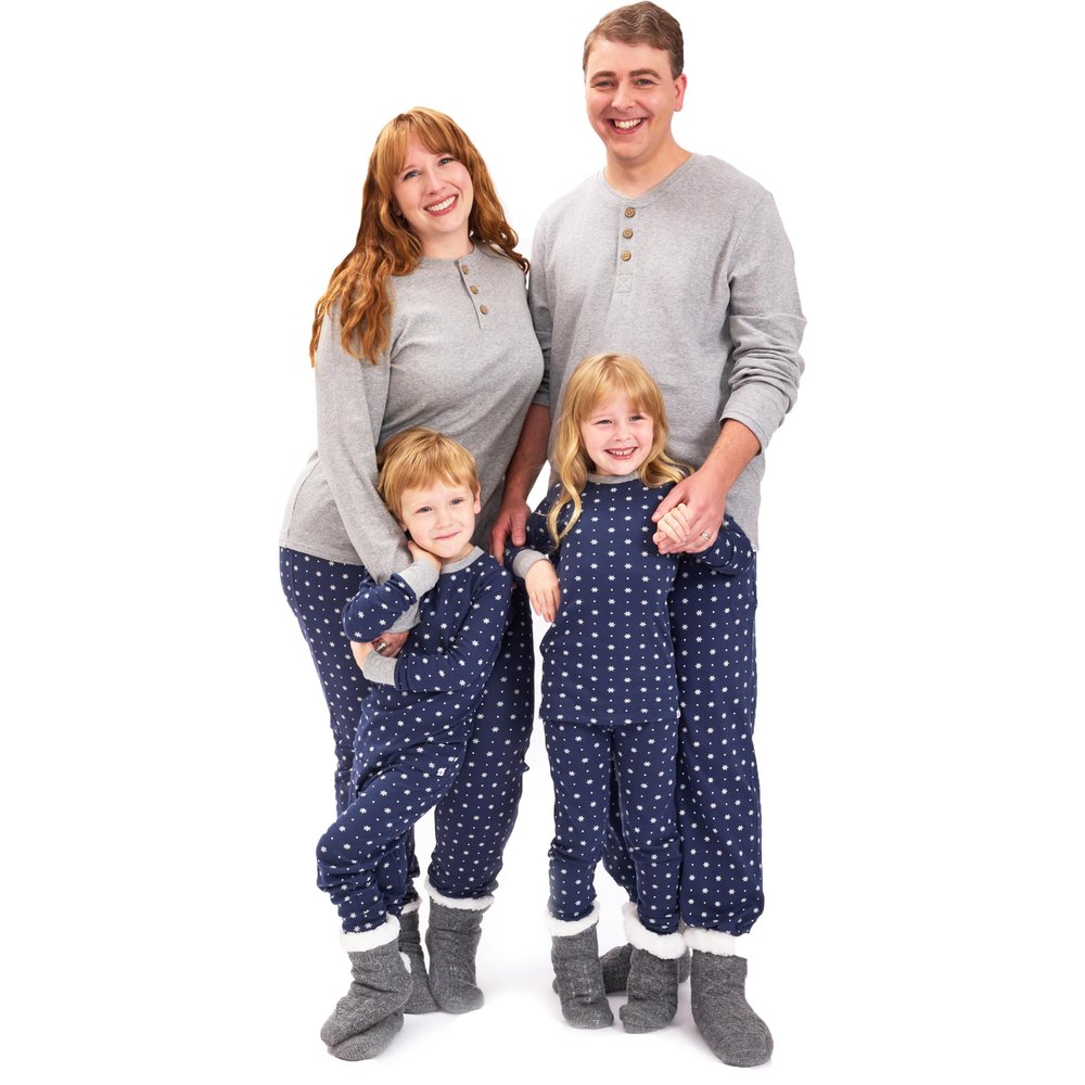 HonestBaby Family Matching Holiday Pajamas Organic Cotton for Men, Women, Kids, Toddlers, Baby Boys, Girls, Unisex Pets, Snowy Night, 0-3 Months