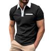 Casual Summer Polo Shirts for Men Slim Fit Muscle Sports Golf Tops Short Sleeve Lapel Collar Business Commute Tees Workout Lightweight Wicking Cotton T Shirts Black view 1
