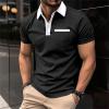 Casual Summer Polo Shirts for Men Slim Fit Muscle Sports Golf Tops Short Sleeve Lapel Collar Business Commute Tees Workout Lightweight Wicking Cotton T Shirts Black view 2