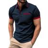 Men's Polo T Shirt Slim Fit Performance Short Sleeve Casual Shirts Solid Gym Workout Tees Summer Cotton Golf Sports Tops Navy view 1