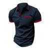 Men's Polo T Shirt Slim Fit Performance Short Sleeve Casual Shirts Solid Gym Workout Tees Summer Cotton Golf Sports Tops Navy view 3