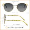 CARFIA Retro Round Polarized Sunglasses for Women UV Protection Acetate Arms Metal Frame Driving Glasses view 3