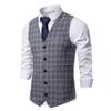JEsilunmaMY Stylish Plaid Suit Vest for Men Single-Breasted Slim Fit Tuxedo Vest Formal Dress Waistcoat for Wedding Groomsmen (Grey,Small) view 1