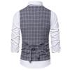 JEsilunmaMY Stylish Plaid Suit Vest for Men Single-Breasted Slim Fit Tuxedo Vest Formal Dress Waistcoat for Wedding Groomsmen (Grey,Small) view 2