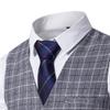 JEsilunmaMY Stylish Plaid Suit Vest for Men Single-Breasted Slim Fit Tuxedo Vest Formal Dress Waistcoat for Wedding Groomsmen (Grey,Small) view 3