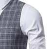 JEsilunmaMY Stylish Plaid Suit Vest for Men Single-Breasted Slim Fit Tuxedo Vest Formal Dress Waistcoat for Wedding Groomsmen (Grey,Small) view 4