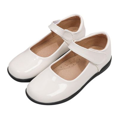 Kids Girls' Leather Shoes Spring/Autumn Solid Color Flat Bottomed Low Top Single Shoe Party (White, 12 Little Child)