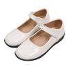 Kids Girls' Leather Shoes Spring/Autumn Solid Color Flat Bottomed Low Top Single Shoe Party (White, 12 Little Child) view 1