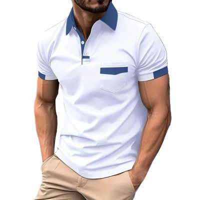 Casual Polo T Shirts for Men Cotton Moisture Wicking Breathable Athletic Tops Short Sleeve Summer Muscle Workout Gym Business Work Tee Shirts Solid Color Plus Size Big Tall Tees White