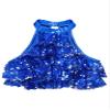 Jowowha Girls Sparkle Sequin Cropped Top Halter Dance Tops for Kids Stage Performance Hip Hop Street Dancing Royal Blue 4 Years view 3