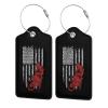 Dirt Bike American Leather Baggage Bag Luggage Tags with Stainless Steel Loop and Privacy Cover view 1