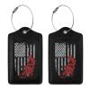 Dirt Bike American Leather Baggage Bag Luggage Tags with Stainless Steel Loop and Privacy Cover view 3