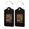 Dragster Saying Race car Driver Skill Leather Baggage Bag Luggage Tags with Stainless Steel Loop and Privacy Cover view 1