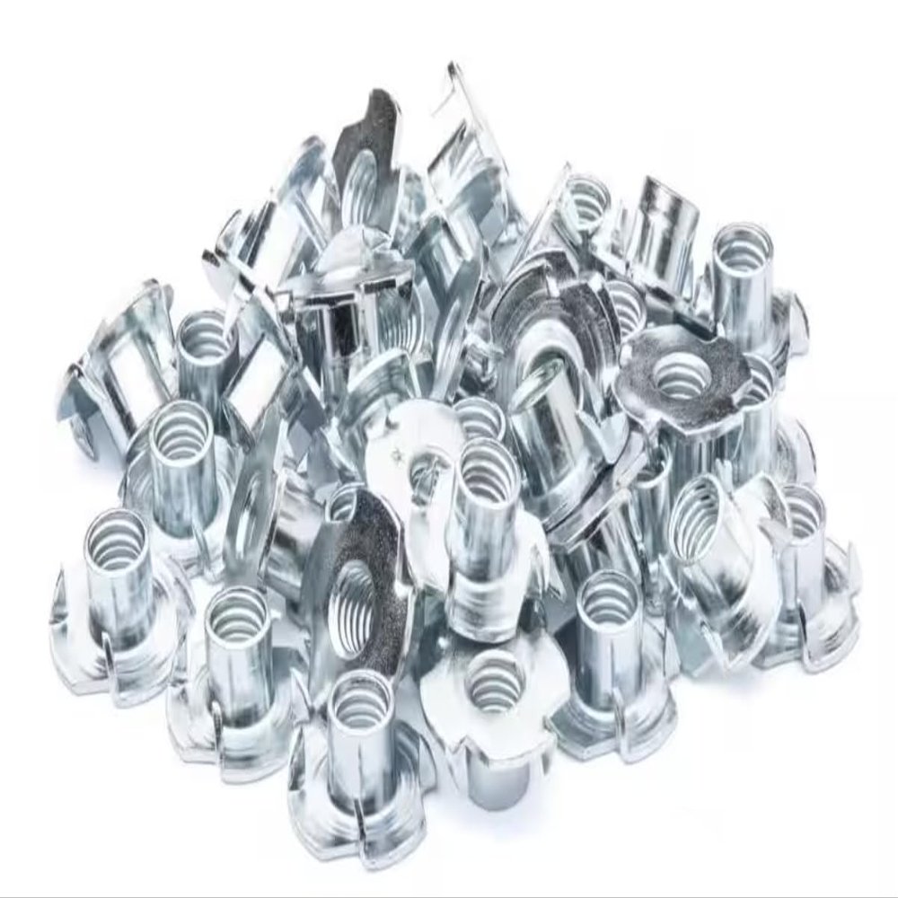 T Nuts for Rock Climbing Wall Holds 3/8-16 4 Prong Zinc Plated