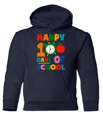 superhotapparel Happy 100 Days Of School Teacher Student Funny Gift Youth Crewneck Sweatshirt (Navy, Youth Small)