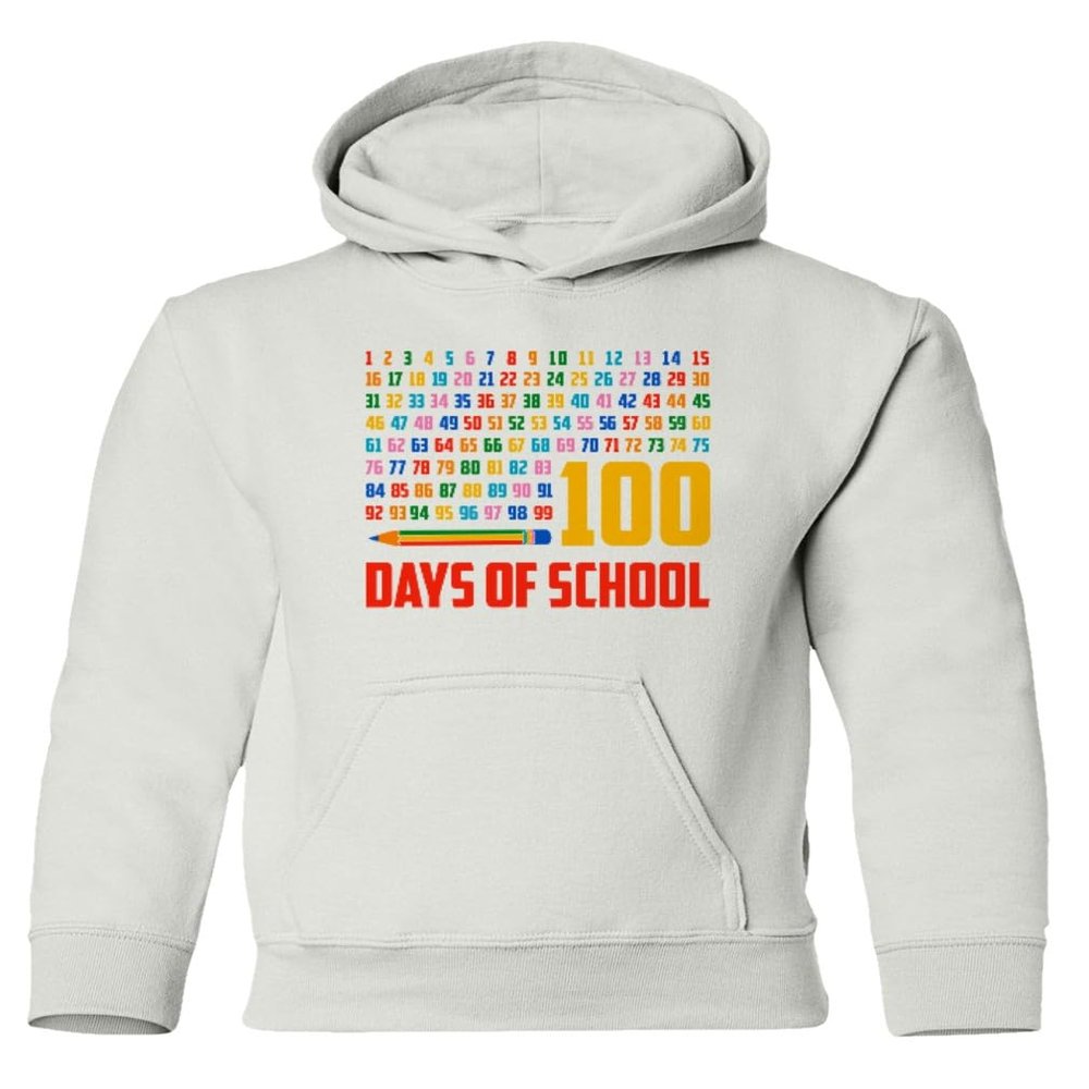 superhotapparel 100 Days Of School Teacher Student Funny Gift Youth Crewneck Sweatshirt (White, Youth Small)