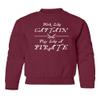 superhotapparel Work Like A Captain Play Like A Pirate Funny Logo Youth Crewneck Sweatshirt (Maroon, Youth Large) view 1