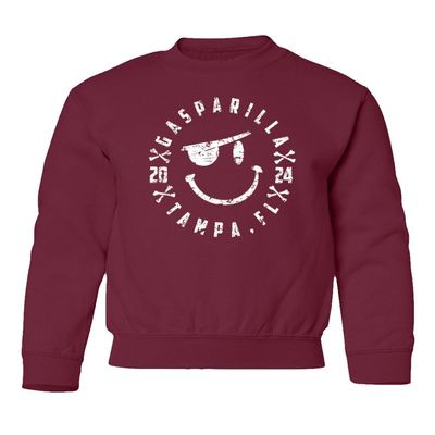 superhotapparel Gasparilla 2024 Tampa Florida Pirate Funny Logo Youth Crewneck Sweatshirt (Maroon, Youth Large)