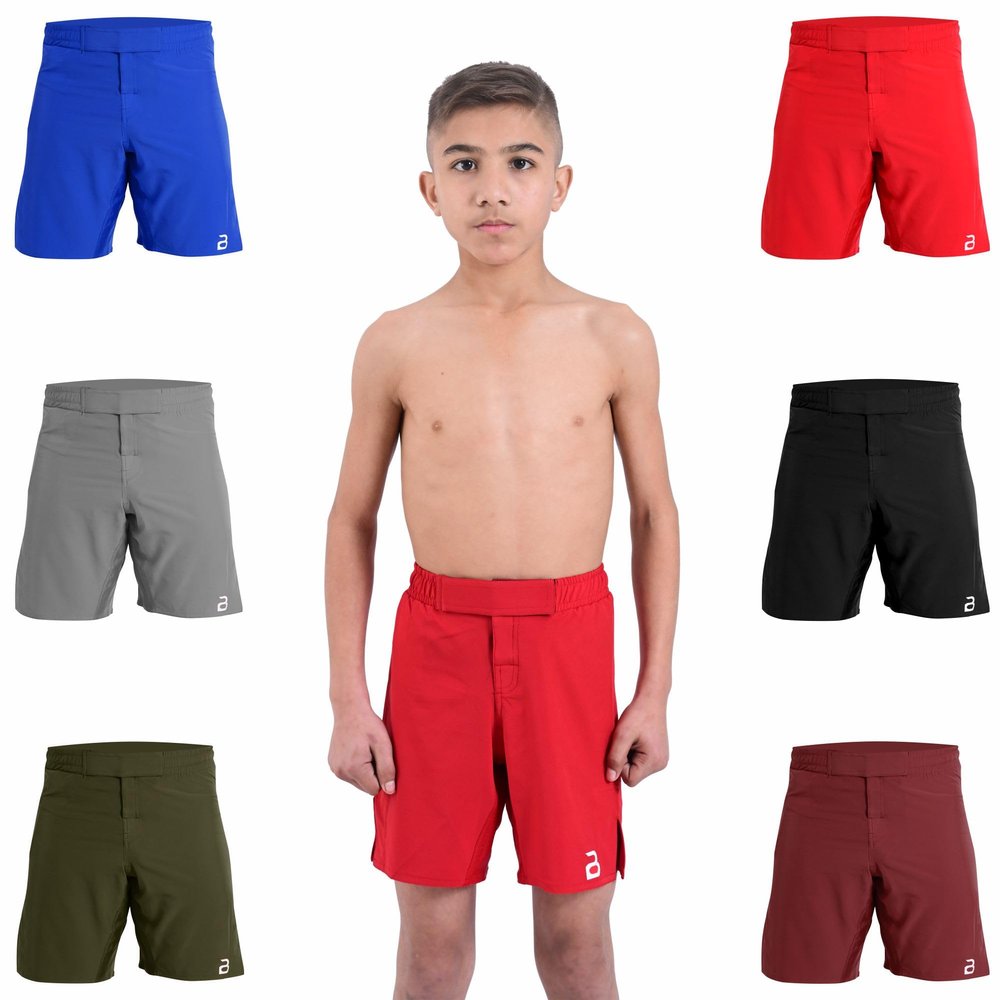 2BOLD MMA Shorts Kids Grappling, BJJ, JIU-Jitsu, NO-GI Cross Training Muay Thai, Boxing, Kids MMA Shorts (US, Alpha, X-Large, Regular, Red)